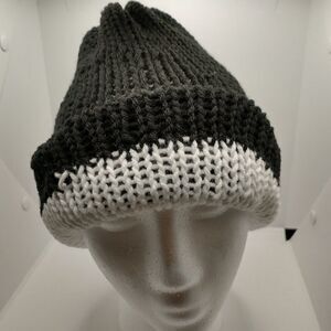 Hand Crafted Knit Unisex Hat Black Beanie  Winter Warm  Ski Cap Fisherman